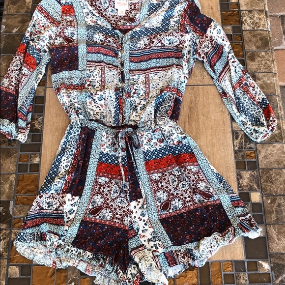 Mossimo Supply Co. Pants - PATCHWORK ROMPER
